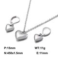 Silver stainless steel heart jewelry set with pendant necklace and matching stud earrings - Style A Jewelry Set (KS115051-Z)