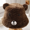Bruine teddybeer pluche vissershoed van zachte lamswol voor een warme winter - M (56-58cm) / koffiekleur