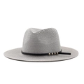 Classico cappello panama grigio in paglia con fascia nera e rivetti dorati decorativi - M (56-58cm) / Grigio