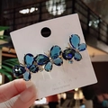 Blue crystal butterfly hair clip in gold finish with sparkling rhinestone accents - Butterfly Blue Spring Clip