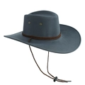 Dettaglio cappello cowboy in scamosciato grigio con corda intrecciata e occhielli - Finto Feltro Grigio-Corda Caffè