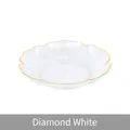 Piatto per frutta a petalo bianco diamante trasparente con bordo dorato e texture ondulata - Piatto Decorato (Bianco Diamante)