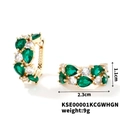 Golden drop earrings with green pear-shaped and white round stones, length 2.3cm - Gold Base Green and White Rhinestone Style (KSE00001KCGWHGN)