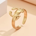 Creative cartoon crab open ring in golden finish featuring 3D carved ocean design - J03265 / Gold