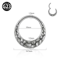 Solid G23 titanium hinged ring 1.2x10mm with unique hammered texture finish - 1.2x10mm / Hammered Surface / Steel