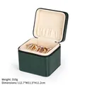 Joyero de cuero PU verde oscuro con cremallera para guardar anillos y brazaletes - 5 Ranuras / Exterior Verde / Interior Beige