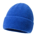 Bonnet en tricot côtelé bleu classique pour l'hiver au design minimaliste de couleur unie - Bleu royal