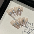 Roze en zilveren gradiënt stiletto kunstnagels met glitters, strasstenen en 3D sterren - XS / Lange Stiletto