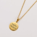 Gold vacuum-plated stainless steel necklace with round Together Thankful pendant - Gold Color Engraved Style (Together Thankful)