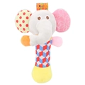 Plush elephant baby rattle toy with colorful patterned body and soft fabric texture - Elephant (Grey)