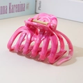 Pink marble texture large claw clip with curved teeth and gold metal spring for hair - #10abs Rose Red - Octopus / Bulk (No Packaging)