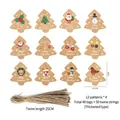 Christmas kraft paper gift tags with 12 patterns of Santa and reindeer for festive holiday decor - Set 1-48 Tags + 50 Jute Ropes