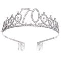 Tiara in argento con strass luccicanti e numero 70 per festa di compleanno 70 anni - 70° compleanno / Argento