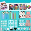 Gesichtsbemalungs-Set mit lila 3-Schicht-Box, Pinseln, Paletten und Malvorlagen - [High-End 108 Farben Fluoreszierendes Blumenfee-Set] + Aufbewahrungsbox + Werkzeug