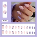 Coffret de 24 faux ongles élégants avec motifs de vagues violettes et roses assorties - Style de Vague Rose et Violet (W187)