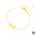 18K gold-plated minimalist curb chain bracelet featuring a polished letter M pendant - Letter M