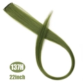 22-inch long straight clip-in hair extension piece in vivid green color, shade 137H - Green (137H)