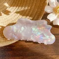 Pinza de pelo de nube iridiscente en acetato perlado con diseño ondulado para mujer - 10.5cm / Morado