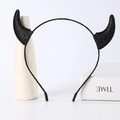 Glittery black devil horn headband for Halloween costumes on a white background - Small Black Glitter Horn