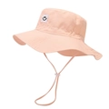 Detail of baby sun hat with smiley face patch and adjustable windproof strap - 52-54cm / Orange Pink