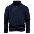 Detail of navy polar fleece fabric with half-zip stand collar and textured finish - S / Navy Blue (HD08)