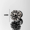 Gotische Silber Punk Totenkopf Sonnenblume Ohr Plug Tunnel aus Vintage-Edelstahl - Gothic Totenkopf Sonnenblume Stil (S342)