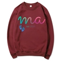 Burgundy Mama Est 2025 Coquette hoodie featuring blue baby footprints and soft cotton fabric - Burgundy