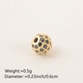 Golden hollow spacer bead with black cubic zirconia stones for DIY jewelry making - 6MM Black Zirconia Gold Plated