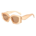 Kids' retro rectangle sunglasses in translucent orange frames with tinted brown lenses - Matte Tea Frame Tea Lens