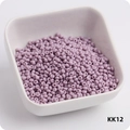 Lavender purple 3mm glass seed beads in a ceramic bowl for DIY bracelet crafting - KK12 Lavender Purple