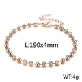 Rose gold stainless steel beaded bracelet with lobster clasp and extension chain 190mm - 4mm Rose Gold (KB166900-Z)