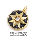 Detailed view of gold and black compass pendant with dimensions 23.0x18.0mm - Copper Pendant 3 (Black Octagram)