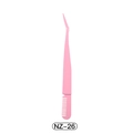 Pink stainless steel false eyelash applicator tool shown in a clean flat lay view - NZ-26 Pink Tweezers