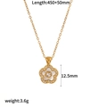Golden flower pendant necklace with shell inlay and cubic zirconia, 45cm plus 5cm chain - Flower Mother of Pearl Inlaid Style (TN3493)
