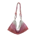 Luxury rhinestone hobo bag featuring silver and pink gradient sparkling crystal finish - Pink Gradient