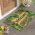 Tropical palm leaf welcome doormat with natural coconut fiber texture for home entry - 40*60cm / Welcome Palm-6