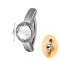 Piercing ombelico in acciaio inossidabile 14G con zircone bianco rotondo da 7,6 mm - 1.6x10mm / Stile Zircone Rotondo Singolo