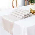 Champagne satin table runner with elegant silky finish and smooth hemmed edges - 30x275cm / Silver Grey