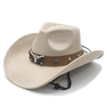Western cowboyhoed van vilt in beige met een zilveren stierenkop en turkooise kralen - M (56-58cm) / Beige