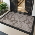 Zerbino floreale marrone e beige con trama a rete e bordo nero antiscivolo - S / Era Floreale