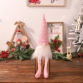 Gnomo de Navidad rosa con piernas largas y gorro de punto para decoración de mesa casa - Estilo de Gorro Texturizado Rosa (D-BJ113) / Rosa