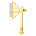 Cream and orange pet grooming deshedding brush for cats and dogs, fine metal teeth - Rotating Comb / Yellow