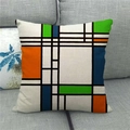 Detailed texture of Mondrian style geometric linen pillowcase on a grey sofa - 3D Geometric Vision (Type I)