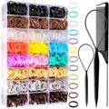 24-grid organizer set with colorful elastic hair bands, tail comb, and hair loop tools - 24-Grid Dark Colorful Set (Approx. 2000pcs, No Accessories)