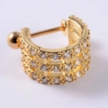 Golden cartilage stud earring with cubic zirconia inlay and ball back closure - Style 13# Gold