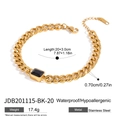 Gold Cuban link bracelet in stainless steel with a square black gemstone inlay - Black Zirconia Cuban Link Bracelet