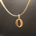 Golden stainless steel snake chain necklace featuring a classic oval letter O pendant - Letter O (5592272000735)