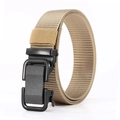 Men's khaki nylon tactical belt featuring a sleek black metal automatic buckle - Brown