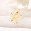 Polished 14K gold-plated letter R charm pendant with dimensions for DIY jewelry making - Gold - Letter R