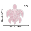 Größentabelle für rosa Schildkröte Stickerei-Aufnäher mit Maßen 7,6cm x 6,6cm im Detail - Rosa